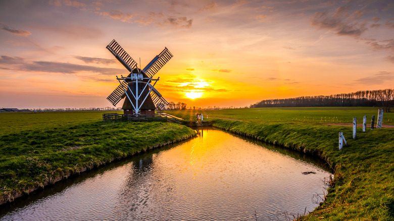 Windmill at sunset