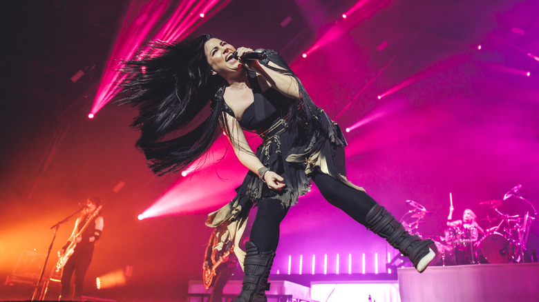 Amy Lee of Evanescence, the only original member left in the band, performing in 2022