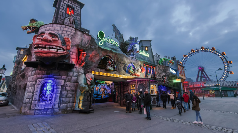 Customers at scare attraction