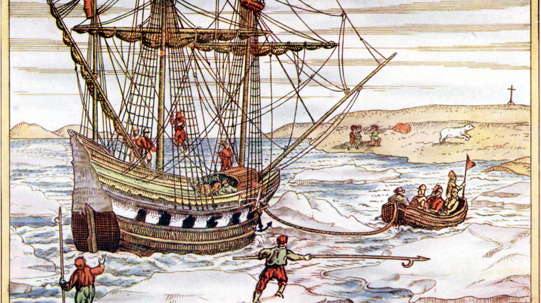 artwork depicting an ancient ship