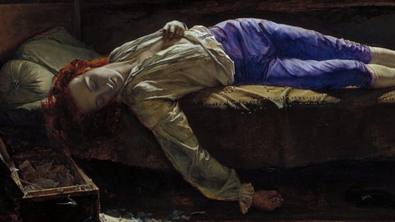 Detail from the death of chatterton by henry wallis