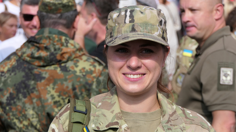 Ukranian woman in military uniform