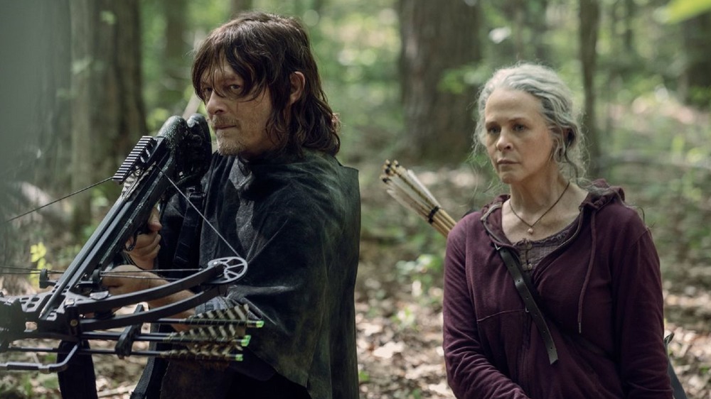 Norman Reedus and Melissa McBride as Daryl Dixon and Carol Peletier on The Walking Dead