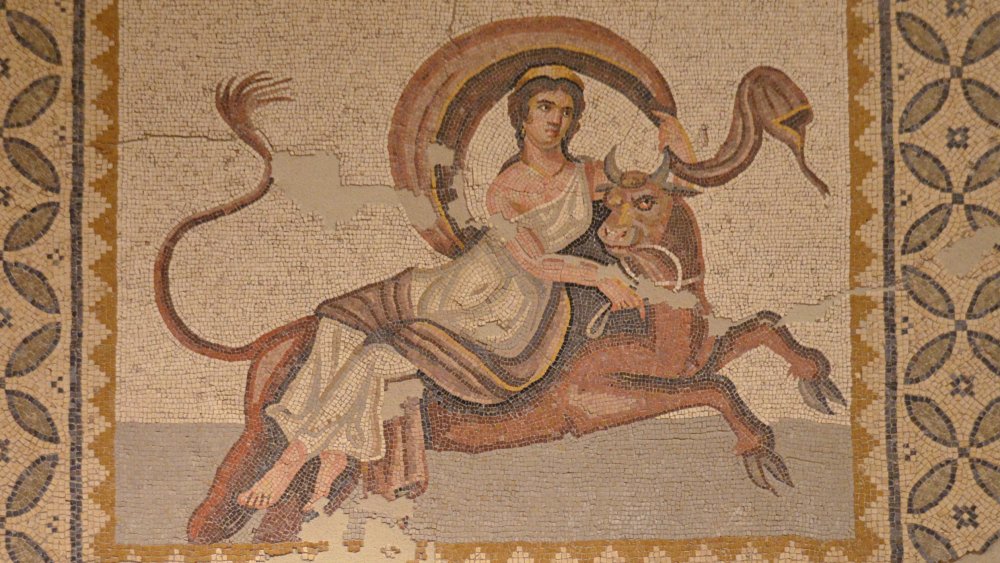 Roman mosaic in Byblos showing the abduction of Europa by Zeus, 200-300 CE