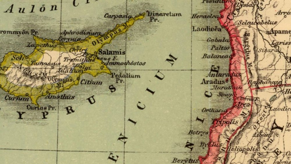 A 1903 map showing part of the Phoenician coast in the eastern Mediterranean Sea