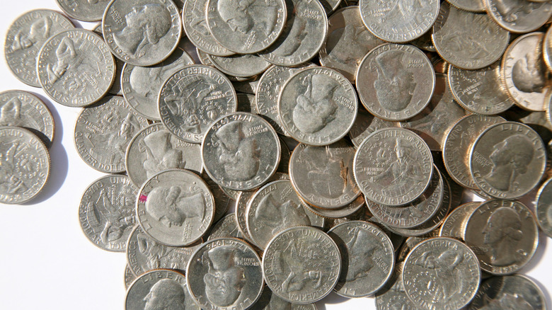 A pile of Bicentennial Quarters