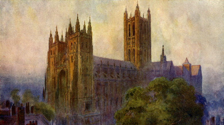 Painting of Canterbury Cathedral, E. W. Haslehust, 1866-1949