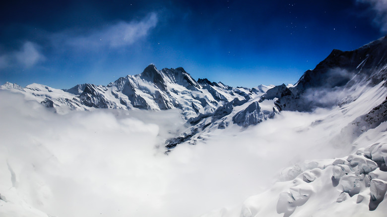 Snowy mountains in Swiss Alps