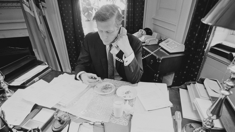Mayor John Lindsay on phone 