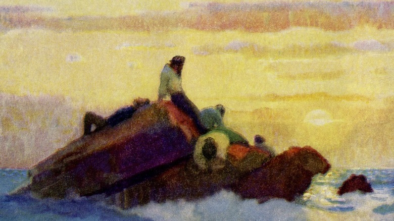 drawing of marooned sailors