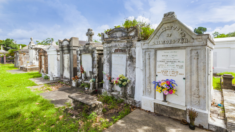 Row of mausoleums in New Orleans