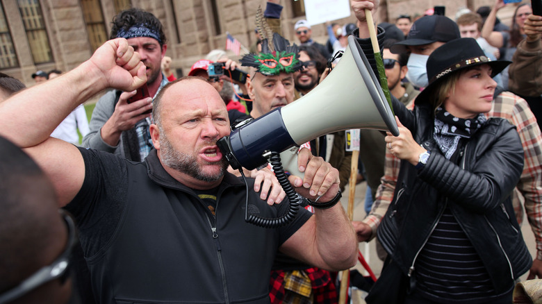 Alex Jones speaking at protest