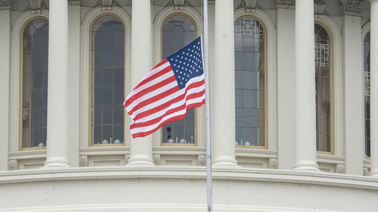 Flag blowing in reverse