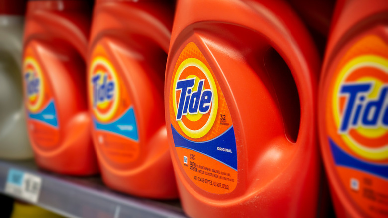 A shelf full of Tide