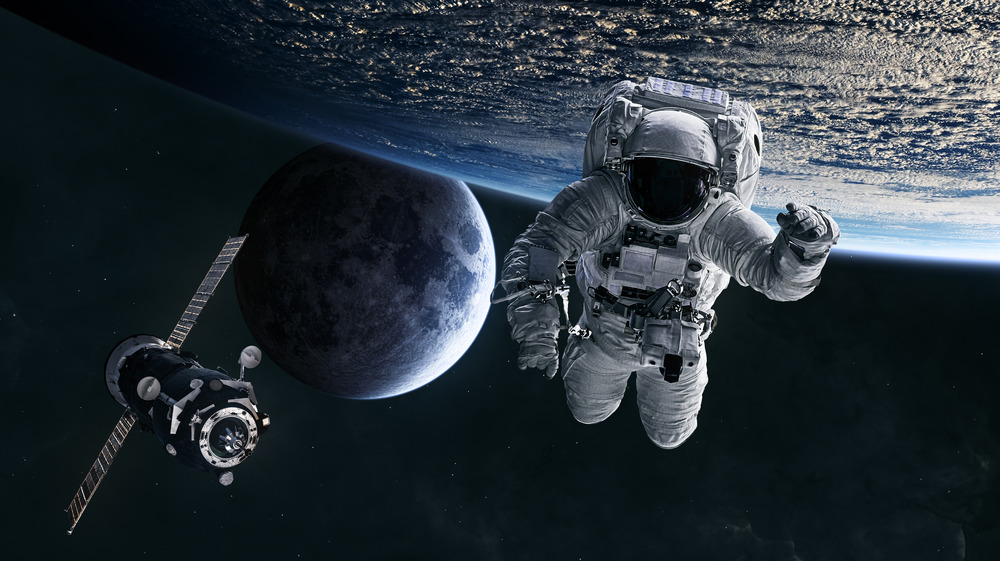 Astronaut floating in space