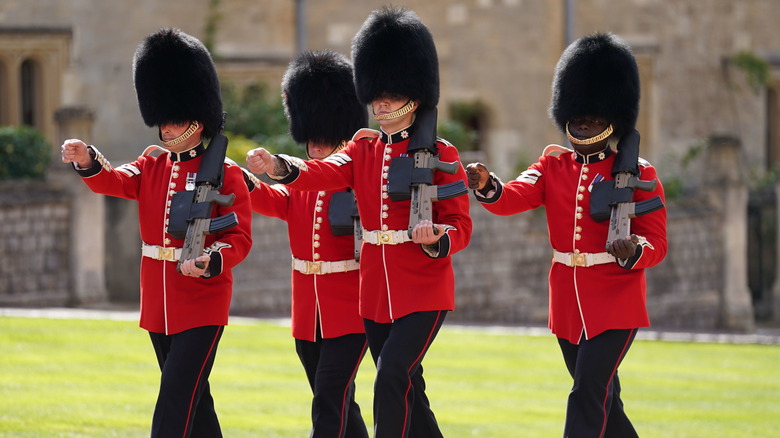 Royal guards marching