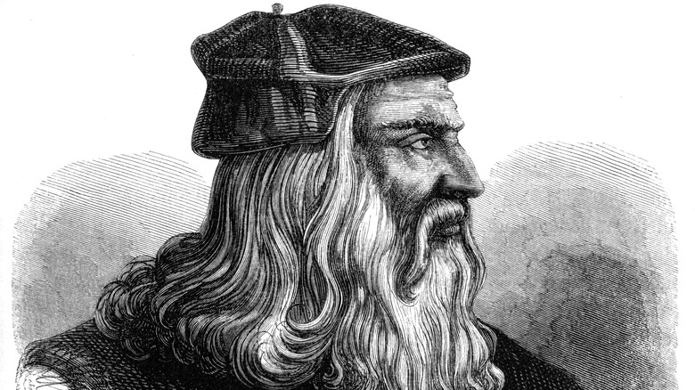 engraving of leonardo da vinci