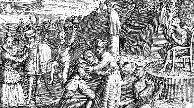 engraving depicting purgatory