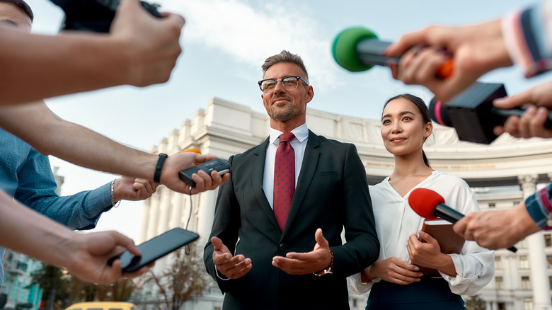 Politician meets the press