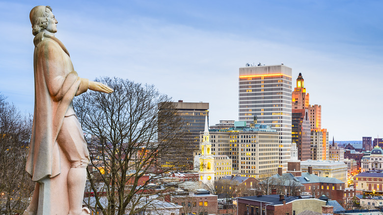 statue of Roger Williams in Providence, Rhode Island