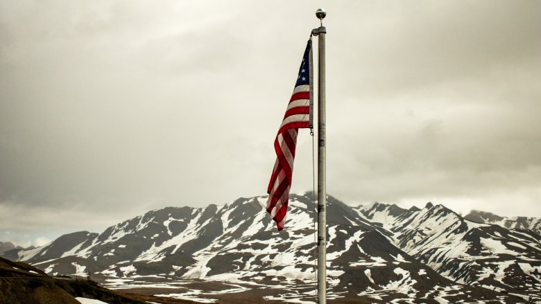 US flag over Alaska