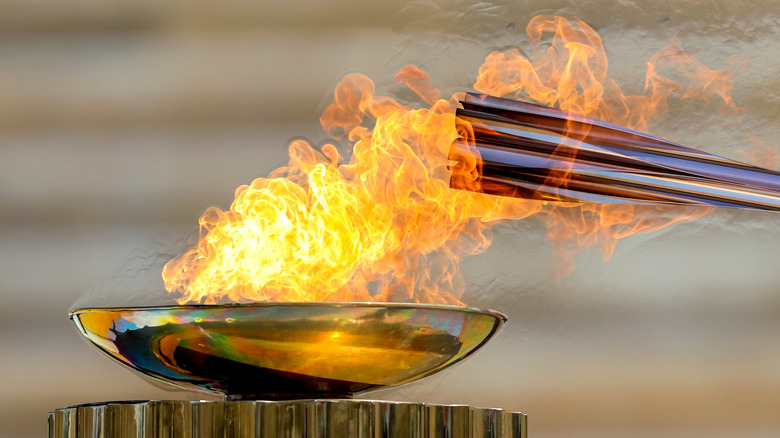 Olympic torch being lit