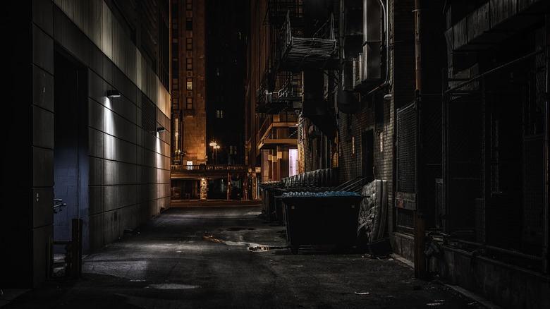 Dark alley in a city