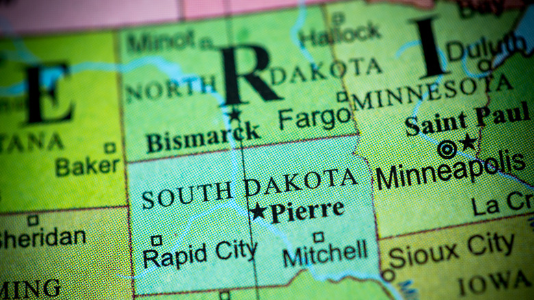 Map of North and South Dakota 