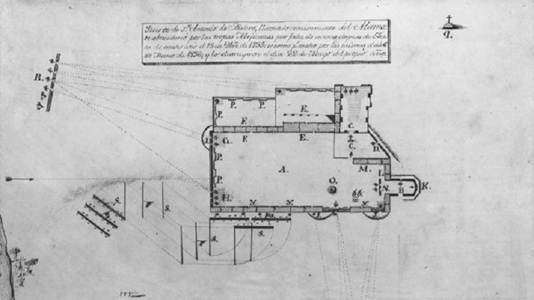 The Alamo floorplan 1836