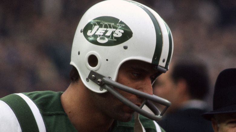 Joe Namath in a New York Jets helmet