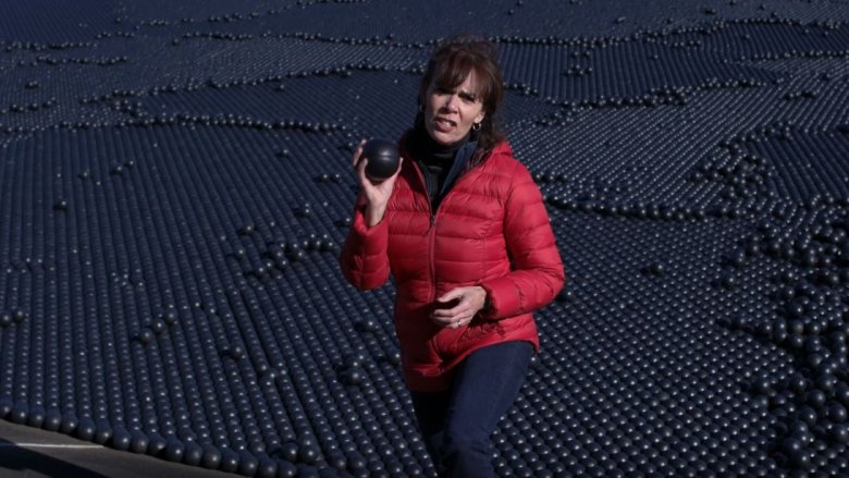 woman holding shadeball