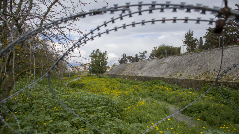 The Cyprus buffer zone behind barbed wire
