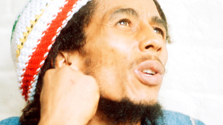 black and white photo of bob marley