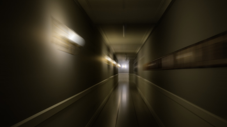 eerie blurred hallway