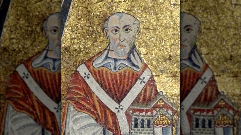 Pope Innocent II's likeness is surrounded by gold