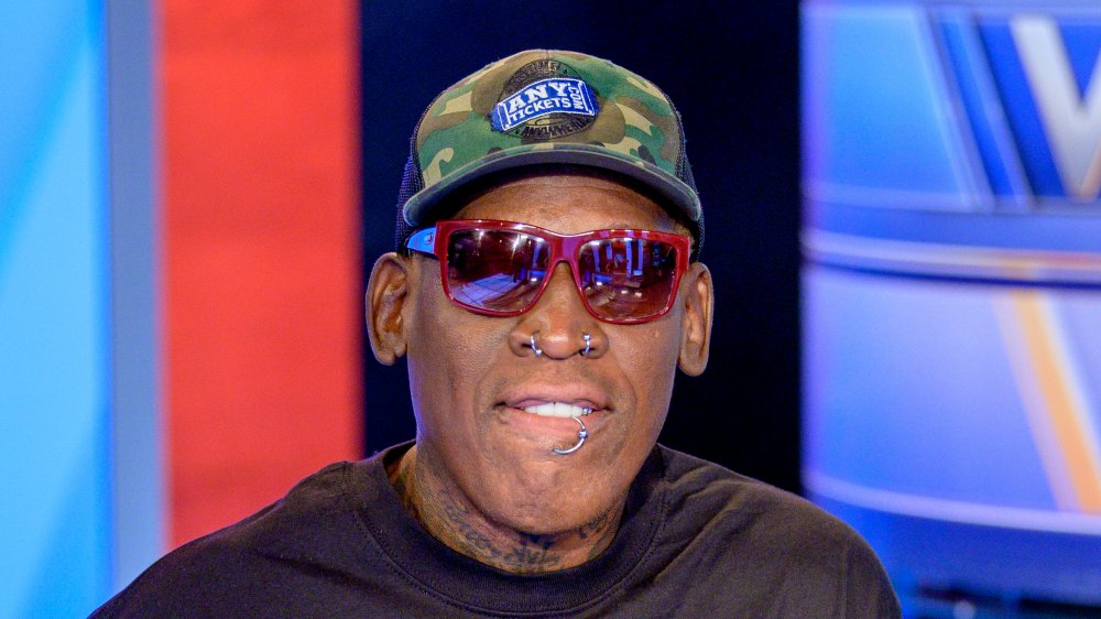 A portrait of basketball player Dennis Rodman