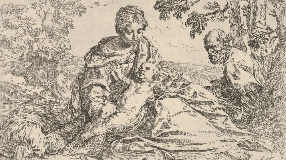 Illustration of Mary, Jesus, and Joseph