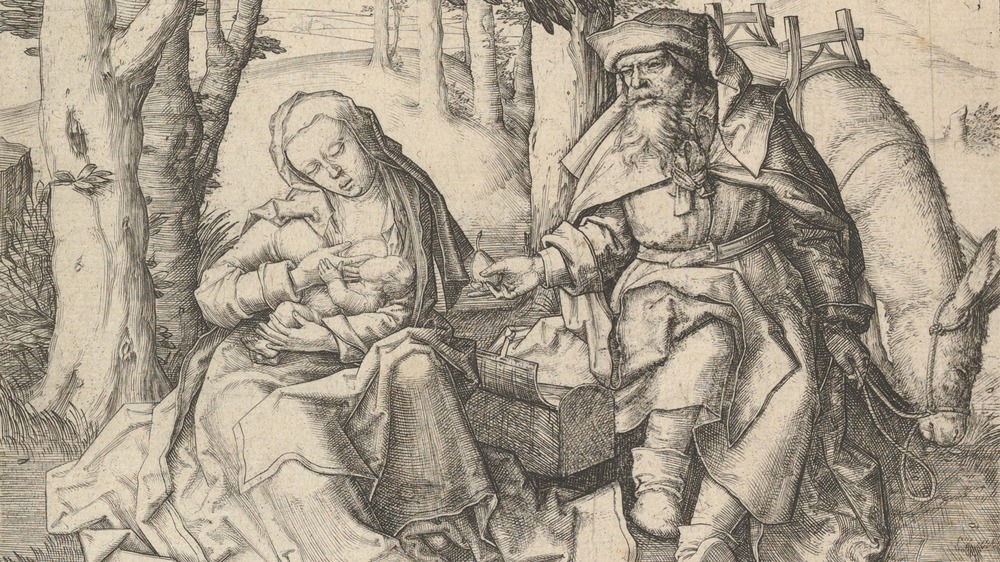 Rest on the Flight Into Egypt, circa 1506. Artist Lucas van Leyden.