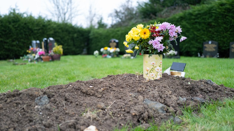 Freshly dug grave