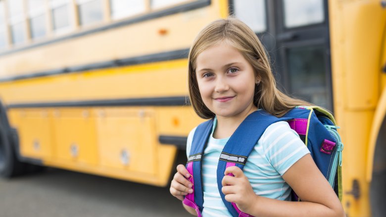 School bus, girl