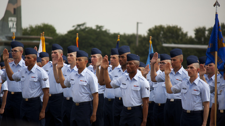 Air Force soldiers during their military graduation ceremony