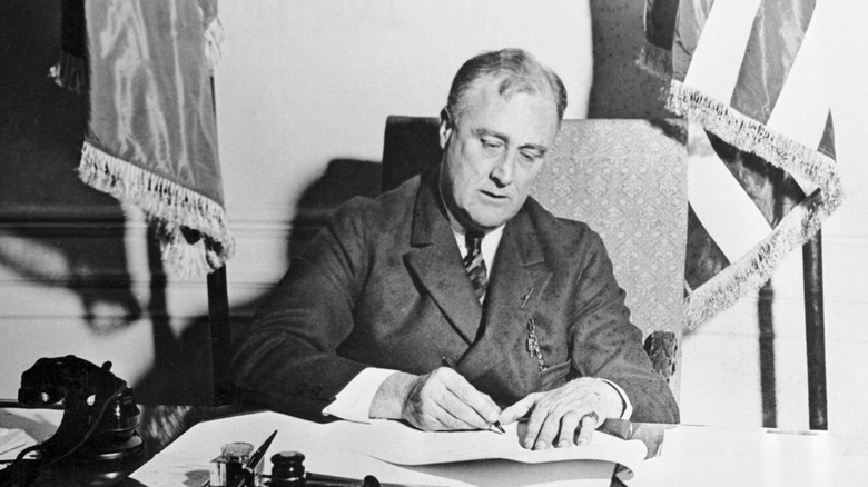 President Franklin Roosevelt at his desk