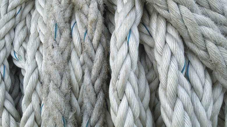 Close-up of white nylon rope