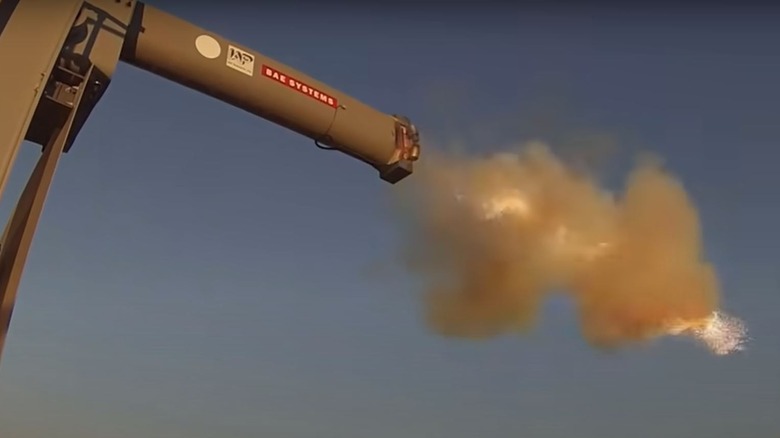 Railgun firing projectile