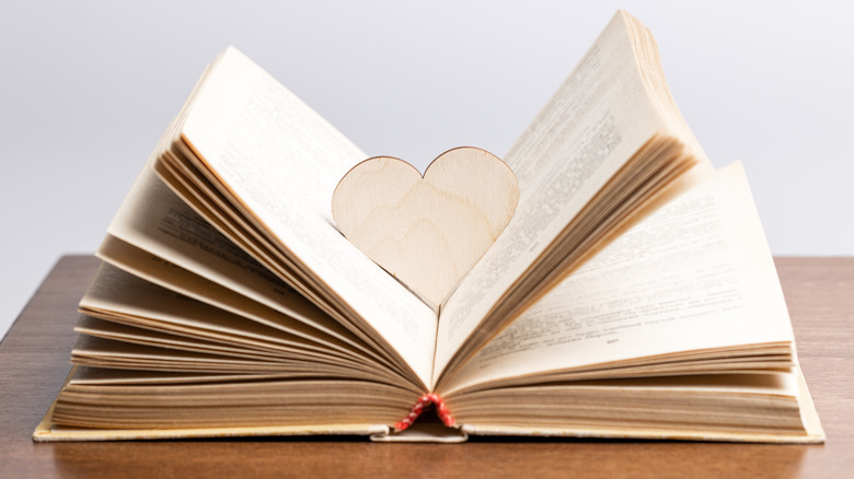 book with paper heart