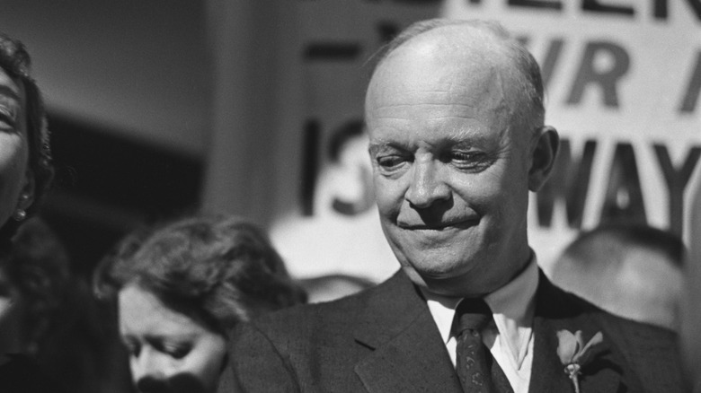 President Dwight Eisenhower looking downwards