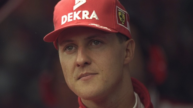 Michael Schumacher looking on