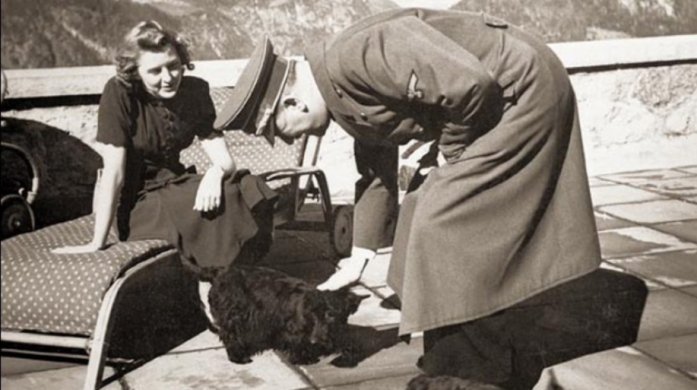 Hitler and Eva Braun with dogs