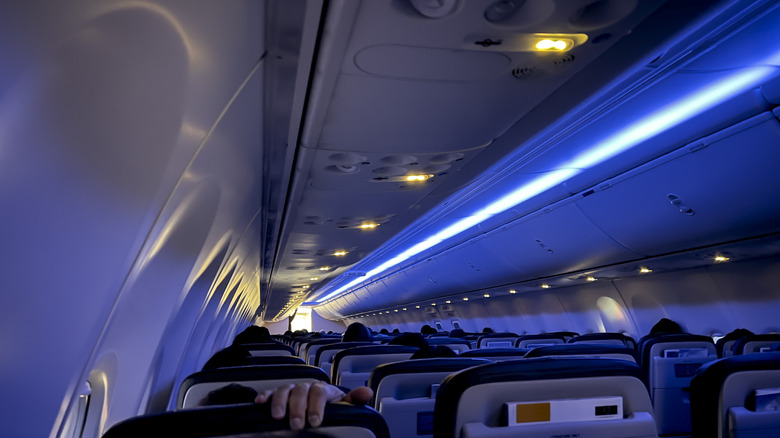 Cabin lights inside plane