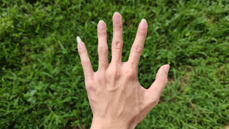Hand with long fingernails